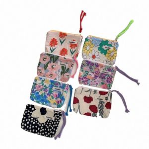 Kawaii floral viagem portátil moeda bolsa cosméticos batom saco de armazenamento feminino maquiagem bolsas carteira organizador pequena bolsa sacos d3S6 #