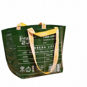 portable PP Woven Fi Women's Shopper Bag Reusable Foldable Eco-Friendly Grocery Tote Female Shop Shoulder Bags Handbags U1bU#