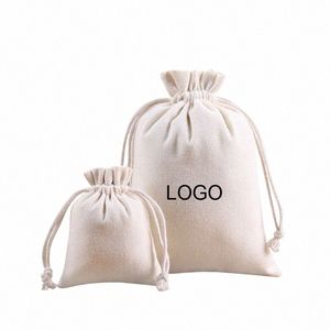 20st/Lot DrawString Canvas väskor julklapp Förpackning Pouch Storage Home Organisera Cott Sacks Custom Printed Logo Z6ug#