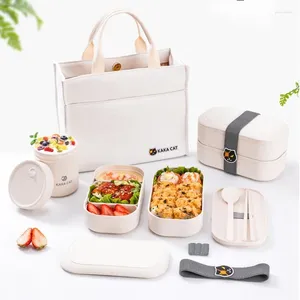 Geschirr 1200 ml Bento Box japanische doppelschichtige Lunchboxen versiegelt antibakteriell für Kinder Mikrowellenherd Heizung