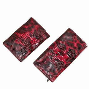 luxury Brand Women Clutch Wallets Genuine Leather Snake Pattern Print Lg Coin Purse Female Cell Phe Holder Bag Dollar Price L9a9#