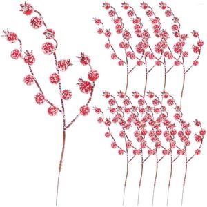 Dekorative Blumen 10 PCs Weihnachtsbaumdekoration Rote Fruchtfeier liefert künstliche Blumenschmuck Stupsanordnung Schaum Hochzeit