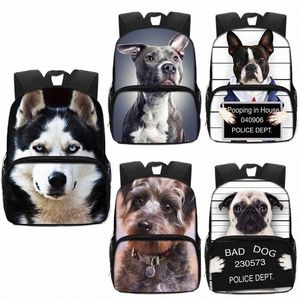 13 -calowa urocza francuska torba szkolna Buldog Bad Guilty Dog Kids Bags Bags Boys Girl