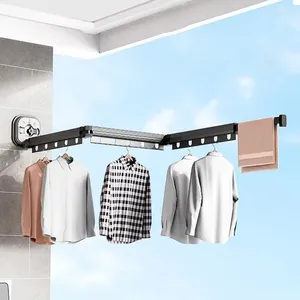 Hangers Clothes Rack Folding Super Suction Cup Wall Practical Portable Aluminum Retractable Clothesline El Drying Home Accessories