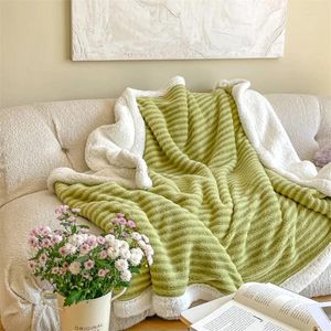 Blankets Winter Velvet Warm Cashmere Blanket Solid Color Ins Simple Sofa Nap Skin-Friendly Breathable Shawl