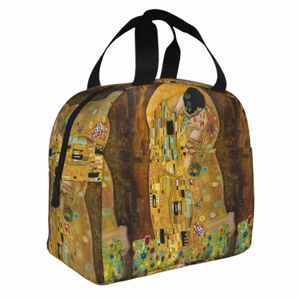 Gustav Klimt The Kiss Изолированные сумки для обеда Герметичные абстрактные Freyas Art Lunch Ctainer Сумка-холодильник Tote Lunch Box Школьный пикник u8eX#