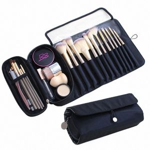 Make-up-Tasche Damen Kosmetikpinsel Tasche Reiseveranstalter Make-up-Pinsel Falten Werkzeuge Rolltaschen Wasserdichter Nyl-Make-up-Koffer X0QT #