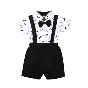 Conjuntos de roupas infantis meninos cavalheiro roupas verão bolo smash outfit 1º aniversário menino manga curta macacão e babadores shorts 2pcs terno