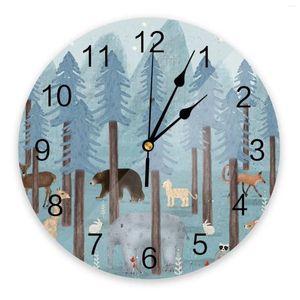 Relógios de parede Relógio de floresta azul grande cozinha moderna jantar redondo quarto silencioso pendurado relógio