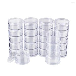 Garrafas de armazenamento 21833 15g/30ml recipientes plásticos redondos empilháveis 5 colunas (5 camadas/coluna) caixa de frascos de contas para artesanato de botões de contas