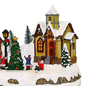 Decorative Figurines Christmas Luminous House Resin For Living Room Festivals Table Centerpieces