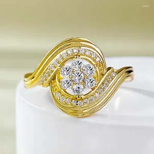 Cluster Rings Jewelry Live S925 Silver Plated Gold Stripe Retro Old Money Style European And American Instagram Cold Wind Ring