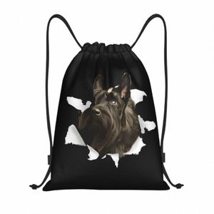 Scottish Terrier Dog DrawString väskor Kvinnor Män Portable Sports Gym Sackpack Scottie Training Storage Ryggsäckar L96E#