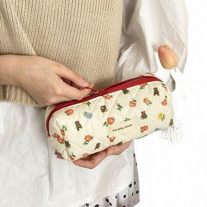 Liberty Quilting Makeup Bag Soft Cott Women Zipper Cosmetics Organizer Liten Cute Make Up Pouch Portable Pen Toalettety Case G4NX#