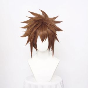 Peruki królestwo serc sora cosplay peruk brązowy krótkie syntetyczne włosy Halloweenowe peruki + peruk czapki