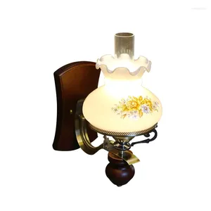 Wall Lamp Retro European Wooden Art Italian Style American Rural Luxury Living Room Restaurant Corridor El Clubhouse