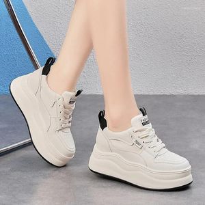 Sapatos casuais krasovki 7cm mulheres couro genuíno outono chunky sneaker tornozelo botas plataforma de microfibra cunha saltos botas primavera