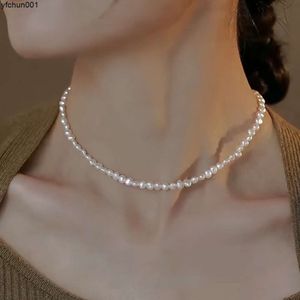 Crushed Silver Baroque Natural Freshwater Pearl Clavicle Chain with Unique Design American 14k Gold Package S925 Sterling Buckle
