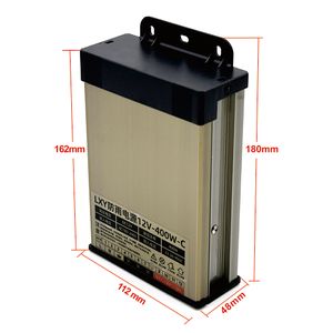 Alimentazione a commutazione a prova di pioggia DC 12V 400W Transformer LED in alluminio con driver impermeabile montato a parete per potenza DC LED 12V