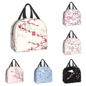 Japonês Sakura Cherry Blossoms Sacos de almoço isolados para mulheres Resuable Thermal Cooler Frs Bento Box Kids School Children p5PQ #