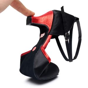 Sapatos de dança latina Mulheres pretas de seda tango salsa jazz menina salão de baile sapatos de dança profissional para mulheres saltos altos 5/7cm tangduoya