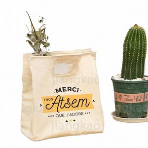 Merci Atsem Print Isolated Lunch Bag Cooler Bag Thermal Bags Portable Lunch Box Ice Pack Tote Food Picnic Pouch Poch Presents For ATSEM 434K#