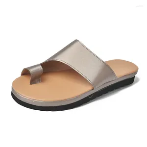 Dress Shoes 2024 Women's Flat Sandals PU Leather Open Toe Ladies Beach Summer Sexy Slippers Flip Flops Bottom Set Casual