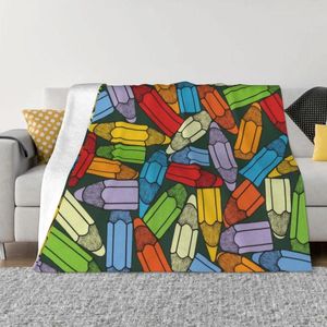 Blankets Crayon Painting - Art Throw Blanket Dorm Room Essentials Kid'S Giant Sofa Manga
