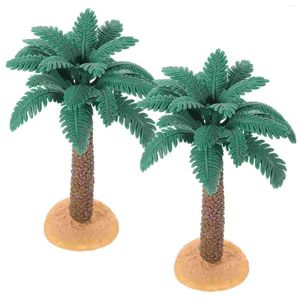 Decorative Flowers 2Pcs Plastic Palm Tree Artificial Model Micro Landscape Prop