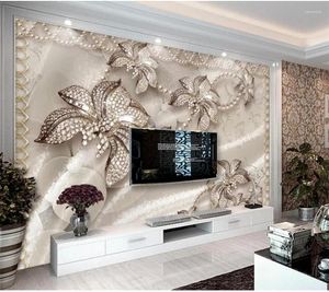 Bakgrundsbilder wellyu papel de parede para quarto anpassade tapeter utsökta lyxiga smycken blommor mjuk klänning vardagsrum tv -bakgrund