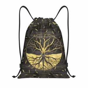 personalizzato Golden Tree Of Life su struttura in legno con coulisse Borse Uomo Donna Leggero Sport Palestra Zaino portaoggetti d131 #