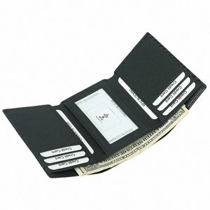Genodern Men's Leather RFID Blockering Trifold Security Plånbok Kolhydratfiber läder stor kapacitet multikortshållare manlig handväska 958s#