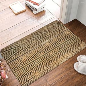 Carpets Greek Meander Non-slip Doormat Living Room Mat Wooden Key Ornament Pattern Hallway Carpet Welcome Rug Bedroom Decorative