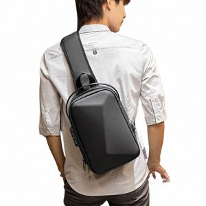 brand Men's Waterproof Anti-theft Shoulder Bag Male Multifuncti Crossbody Bag Casual Short Trip USB Charging Sling Chest Pack K27m#