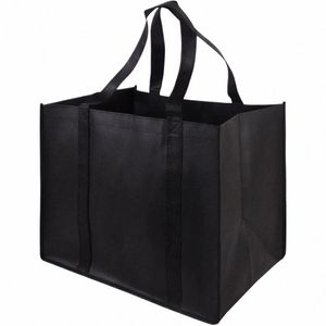 women Handbag Simple Eco-Friendly Grocery Totes Heavy Duty Shop Bags Lady Foldable Portable Large Capacity Black Bag W6DU#