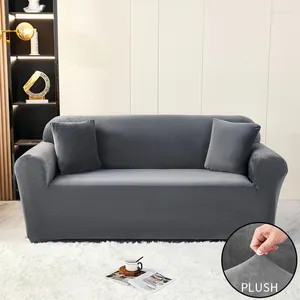 Chair Covers Solid Color Velvet Elastic Sofa For Living Room Sectional Corner Furniture Slipcovers Thicken Plush Couch Cover