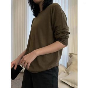 Erkek Tişörtleri 2024 Seasonmmous Yün Zeytin Yeşil Sweater Uzun Kollu T-Shirt Örgü Moda Günlük Yuvarlak Yuvarlak Yuvarlak Boyun Erkekler İçin