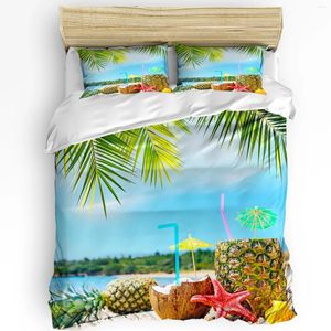 Conjuntos de cama Coco Abacaxi Praia Conjunto 3 Pcs Meninos Meninas Duveta Capa Fronha Crianças Adulto Quilt Cama Dupla Home Têxtil