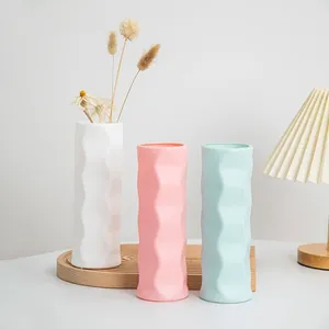 Вазы Пластиковая ваза для цветов Модная имитация керамики Горшок в скандинавском стиле Современная композиция в форме волны Украшение дома