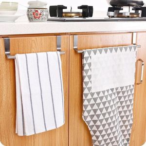 Kök förvaring rostfritt stål handduk rack badrum hållare stativ skåp dörr hängande arrangör hylla väggmonterade handdukar bar