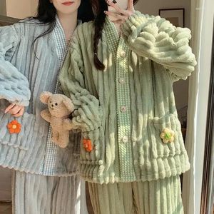 Ubrania domowe Pajama grube zestaw twórczy aksamitne kobiety kobiety Kobiety garnituw słodki piżama zimowy polar pijama piżama słodka flanel ciepła