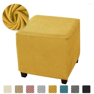 Stol täcker polär fleece stretch ottoman täcker elastisk förvaring slipcover solid fotstöd hem fotpall möbler skyddare