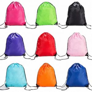 Neue Männer Frauen Polyester Wasserdichte Casual Bag Verdicken Kordelzug Gürtel Reiten Rucksack Tragbare Kordelzug Schuhe Kleidung Taschen v1Vj #