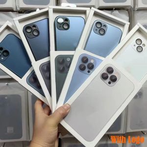 AG Silicone Matte for Iphone 14 13 12 11 Pro Max Promax Plus Frosted Glass Phone Case with Integrated Lens Film