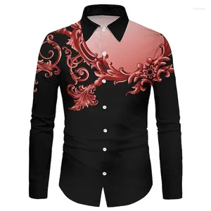 Men's Casual Shirts Trend Medieval 3D Printing Luxury For Men Clothing Slim Fit Shirt Fashion Designer With Hawaiian Long Sleeve Clothes