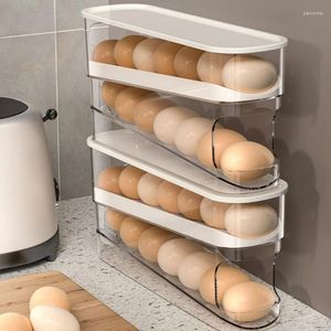 Küchenaufbewahrung, platzsparender Kühlschrank, Eierspender, automatische Scroll-Rack-Halter-Boxen