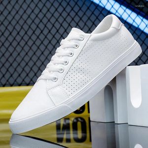 Casual Shoes For Men Leather Spring Summer Street Microporous White Flat Skateboard Youth Breathable Sneakers