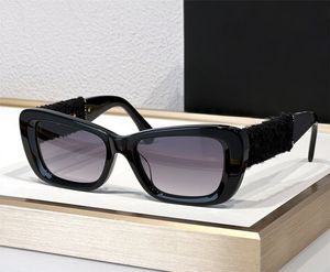 Mode populär designer 5514 solglasögon för kvinnor vintage rektangulära acetat tweed glasögon sommar fritid avantgarde stil anti-ultraviolet kommer med fodral