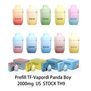 Pré-preenchimento descartável Panda Boy Caneta de óleo cerâmico 300mAh Tipo C 1000mg T9 óleo 10 sabores Estoque dos EUA