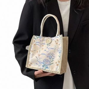 japansk stil duk stor kapacitet på kvinnor handväska lunchpåsar axelväskor kvinnor stora butikspåsar totes återanvändbar väska s0iw#